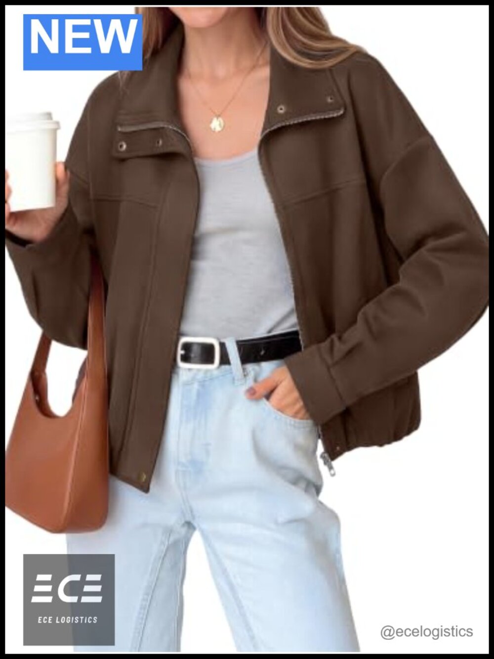 Faux Suede Bomber Jacket Long Sleeve Cropped Fall Coat